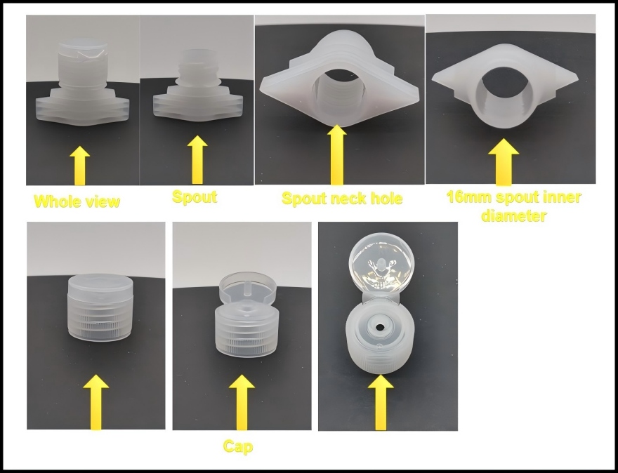 Characteristic of flip top caps with spout for pouch doypack (HL160F)